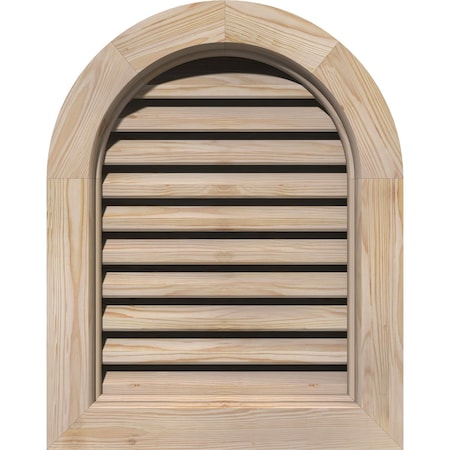 Round Top Gable Vent Unfinished, Functional, Pine Gable Vent W/ Brick Mould Face Frame, 36W X 36H